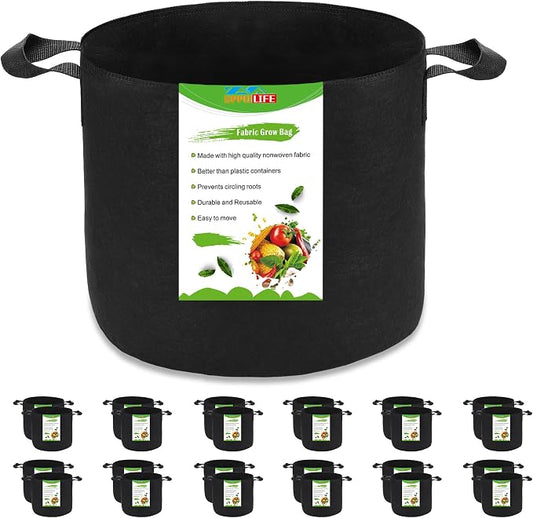 24-Pack 3 Gallon Grow Bags, Heavy Duty Aeration Fabric Pots with Handles for Garden and Planting, Pots for Plant