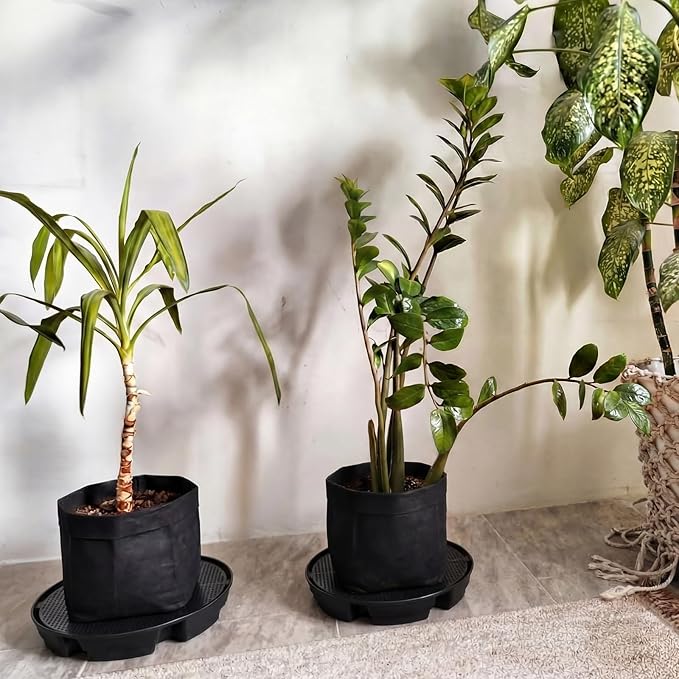 Geelin 6 Pcs Self-Watering Fabric Pot Base Auto-Irrigation System Plant Saucer for 5 Gallon Fabric Pots Auto Watering Plant Water Tray Self Watering System for Indoor Greenhouses Grow Tents Gardens