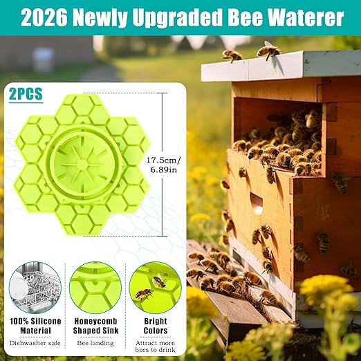 2 Pack Bee Feeder for Mason Jar, Silicone Bee Watering Station, Compatible with Regular and Wide Mouth, Bee Feeders for Hives, Beekeeping Supplies, Bee Waterer for Outside Garden(Yellow)