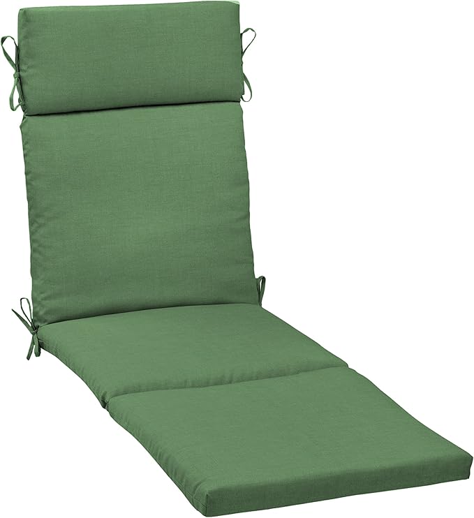 Arden Outdoor Chaise Cushion, 21 in x 72 in, Weather-Proof, Rain-Proof, Fade Resistant Patio Cushion for Chaise Lounger Bright Moss Green Leala