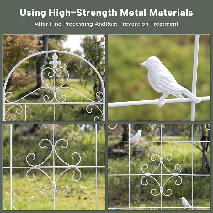 Garden Trellis for Climbing Plants Outdoor, Maidapulu 2 Pack 70.8x19.6 Inch White Metal Trellis - Rustproof Lattice Support Panel with Easy Assembly for Roses, Clematis, Cucumbers, Vegetable Garden