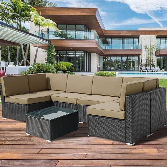 14Pcs Outdoor Cushion Covers Replacement Washable w/Zipper for 6-Seaters Sofa Patio Slipcovers Set Seat and Back Covers Only-25x25x3.15inch