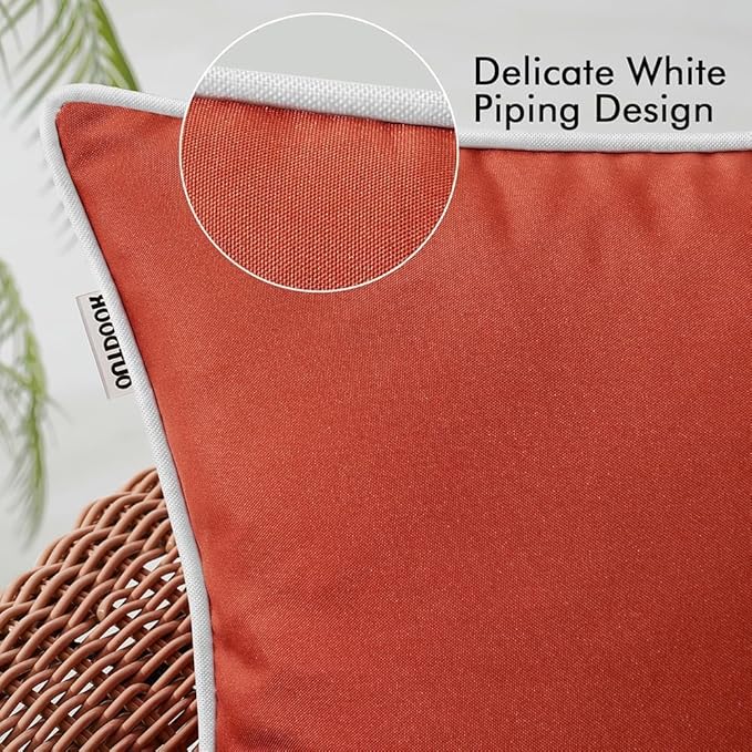 MIULEE Pack of 2 Outdoor Waterproof Pillow Covers Decorative Farmhouse Throw Pillow Covers Square Solid Color Couch Pillow Covers for Patio Tent Bed Sofa Living Room 16x16 Inch Rust