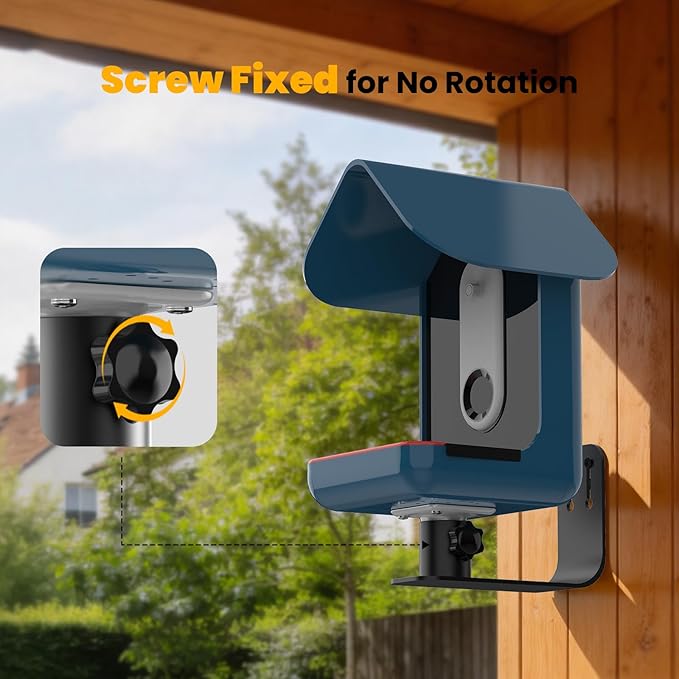 Wall Mount Bracket Designed for Bird Buddy Smart Feeder – Durable Metal Heavy Duty Mount Stand for Wall Fences Poles Post, Weather-Proof Outdoor Feeder Accessory, Black