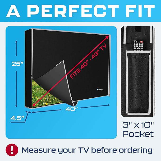 Outdoor TV Cover 43 inch Weatherproof and Waterproof | TV Cover for Outside 43 | Outdoor TV Enclosure | Smart Shield TV Screen Protector for Outside | TV Display Protectors