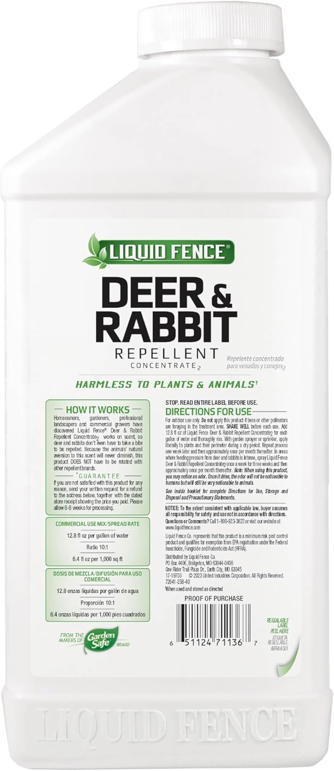 Liquid Fence Deer And Rabbit Repellent Concentrate 40 Ounces, Apply Year-Round, 6 Pack