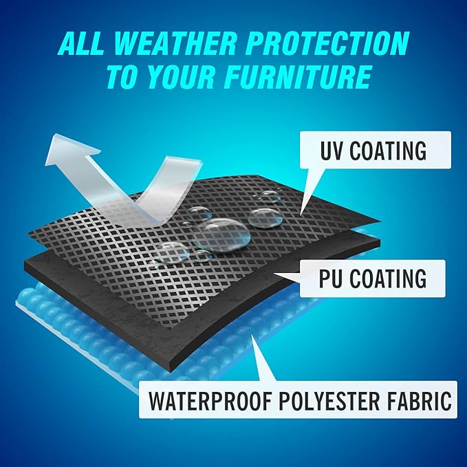 Velway Patio Furniture Cover Outdoor Waterproof Rectangular Patio Table Chair Sofa Set Cover, 128" Lx82 Wx28 H, All Weather Oxford Tear-Resistant Material with Zipper Carrying Bag Windproof Buckles
