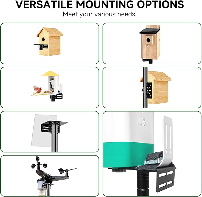 Smart Bird Feeder Pole Stand with Proof Squirrel Baffle - Dia 1 Inch Bird House Pole Mount 79", Double Shepherds Hooks Component, Install 2 Bird Houses, Feeding Station for Outdoors Heavy Duty