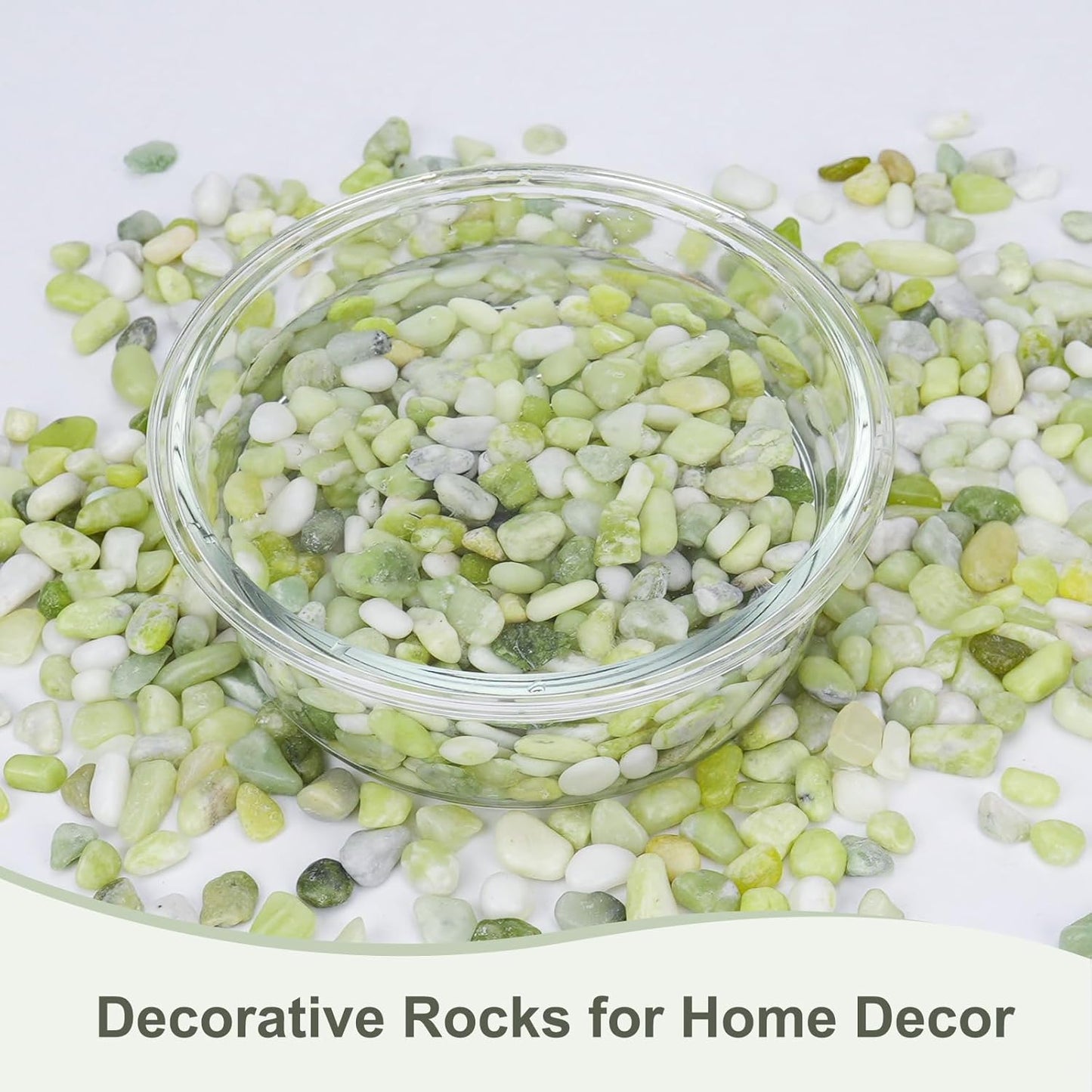 2.5 lbs Jade Pebbles for Indoor Plants, Decorative Pebbles for Bamboo, Vase, 3/8" Plant Gravel for Pots Indoor, Highly Polished Small River Rocks