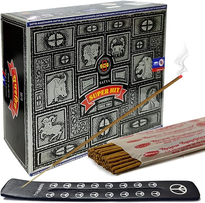 Super Hit Incense Sticks 100g and Holder Bundle - Pack of 6 (Approx 600 Sticks)