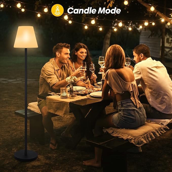 Gewiny Outdoor Floor Lamp Solar Powered Outdoor Lamps for Patio Waterproof,Rechargeable Indoor Cordless Floor Lamp with Light Sensor,Dimmable Warm White+RGB LED Outdoor Lamp for Lawn,Pool,Garden.