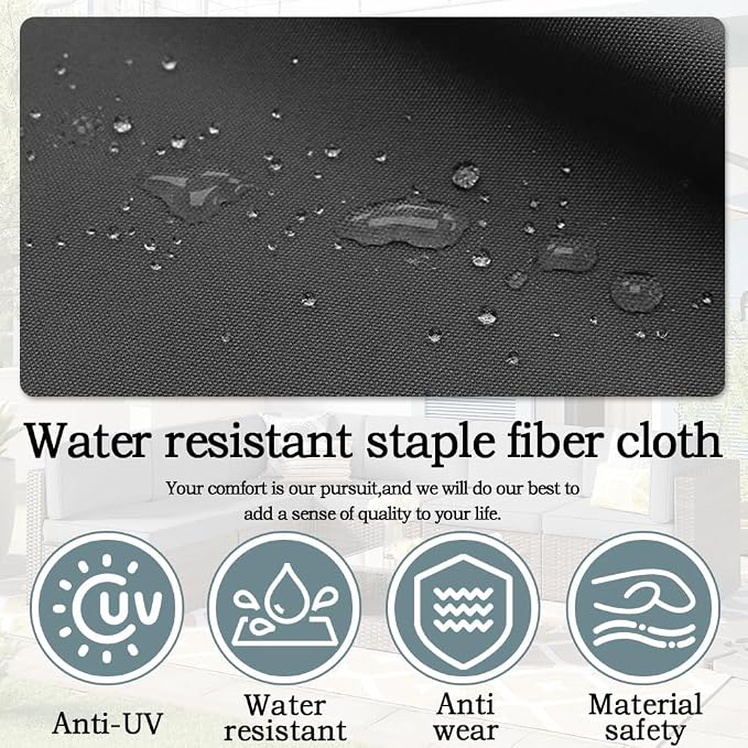 14Pcs Outdoor Cushion Covers Replacement Washable Waterproof UV w/Zipper for 6-Seaters Sofa Patio Slipcovers Set Seat and Back Covers Only (Black, 25x25x3.15inch)