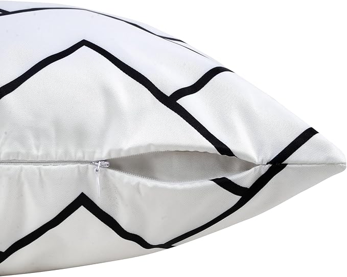 Adabana Outdoor White Pillow Covers Set of 4 18 x 18 Boho Gemetric Decorative Throw Pillow Cover for Farmhouse Patio Couch Sofa Living Room Country
