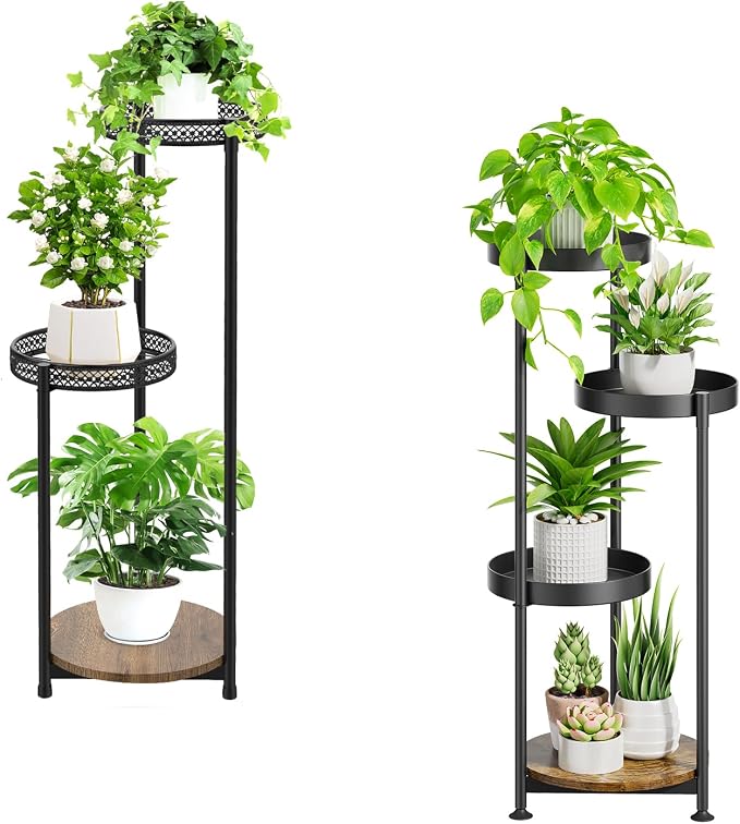 Oppro Plant Stand Indoor Outdoor Set of 2, Tierd Corner Plant Stands Holder, Iron Flower Shelf Display Rack for Window Balcony Garden Patio