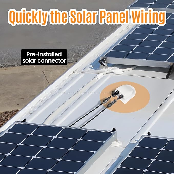 Solar Cable Entry Gland with 10Awg Solar Cable and Solar Connector UV Resistance Dual Cable Entry Housing for Solar RV Boats Yacht Roofs (White 0.3FT)