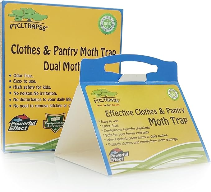 Dual Moth Traps for Clothes and Pantry Highly Effective All-Around Moth Traps,Pro Cloest Essentials Get Rid of Wool Moths with Natural Safe and Odor-Free Dual Premium Pheromone
