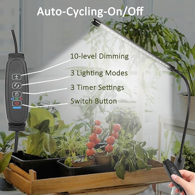 Clip On Grow Light for Indoor Plants,Full Spectrum Led Plant Grow Lights with Auto-Timer, Plant Growing Lamp for Seed Starting,Houseplants, Bonsai, Pot Plant(2 Lamps)