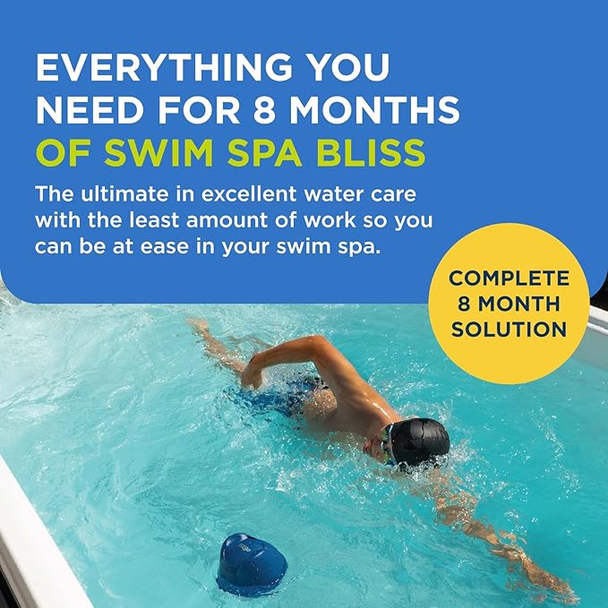 FROG @Ease Floating System for Swim Spas - Quick & Easy Self-Regulating Swim Spa Sanitizer - Swim Spa Maintenance System with Sanitizing Minerals & SmartChlor Technology - 8 Month Bundle+