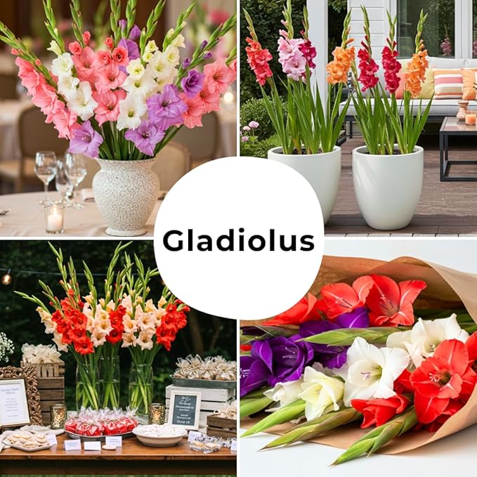 4 Gladiolus Bulbs – Mixed Colors – Sword Lily – Easy-to-Grow Perennial Flower - Great for Decor or Special Occasions