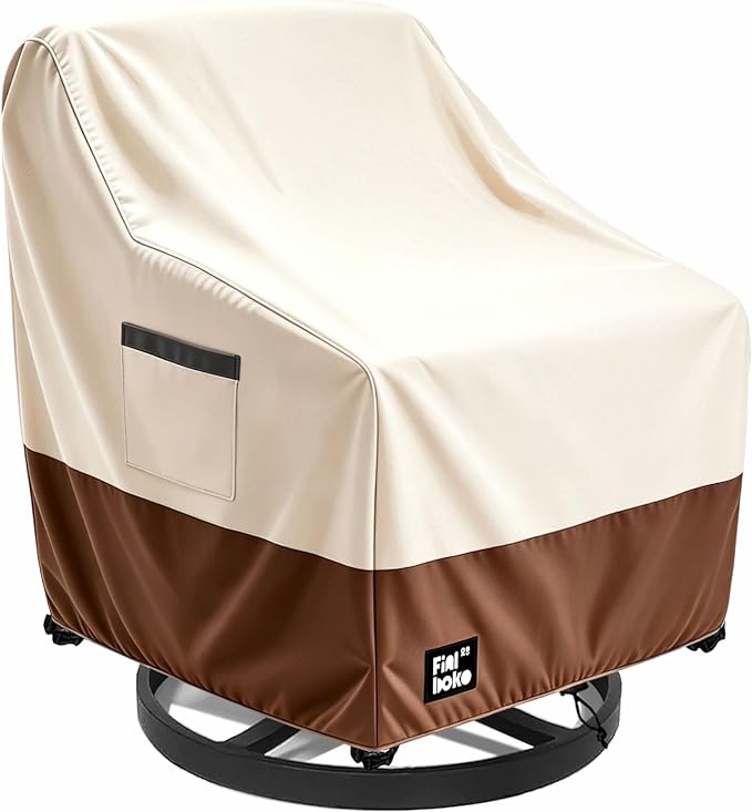 Patio Chair Cover Single Pack-35Wx37Dx38H inches,100% Waterproof Heavy Duty Outdoor Furniture Covers Waterproof,Beige&Brown Modern Style Patio Furniture Cover