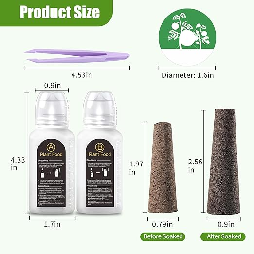105 Pcs Grow Sponges and Hydroponics Plant Food Compatible with Aero Garden and All Brands - Seed Pods Lables and Indoor Plant Fertilizer for Z214 Indoor Garden Hydroponics Growing System