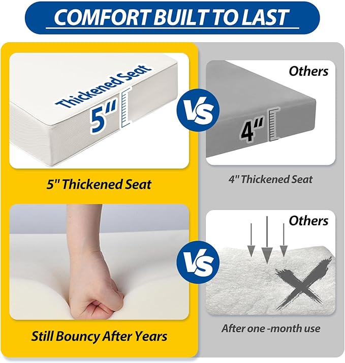 AAAAAcessories Outdoor Seat Cushions for Chairs, Fade-Resistant, Waterproof Patio Furniture Replacement Cushions, 24" x 24" x 5" + 24" x 13.5", Creamy White