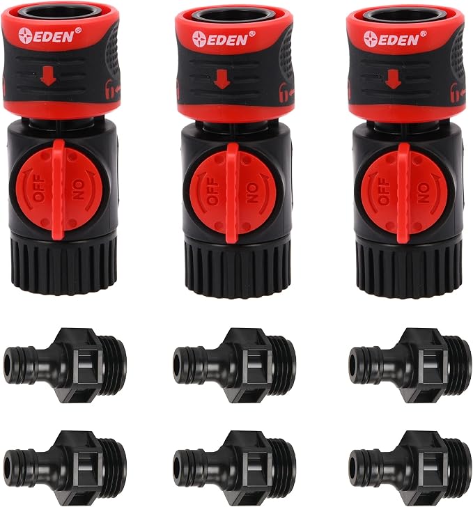 Eden 96216 Heavy Duty Metal 3-Way Oscillating Sprinkler and Eden 93218 Premium Garden Connect Quick Release Kit