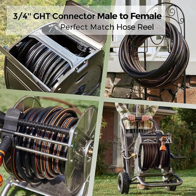 Giraffe Tools Garden Hose 5/8", Custom Length, Heavy Duty, No Kink, Flexible, Rubber Garden Hose, Leakproof Water Hose, 600 Burst PSI, 12ft Male to Female Hose