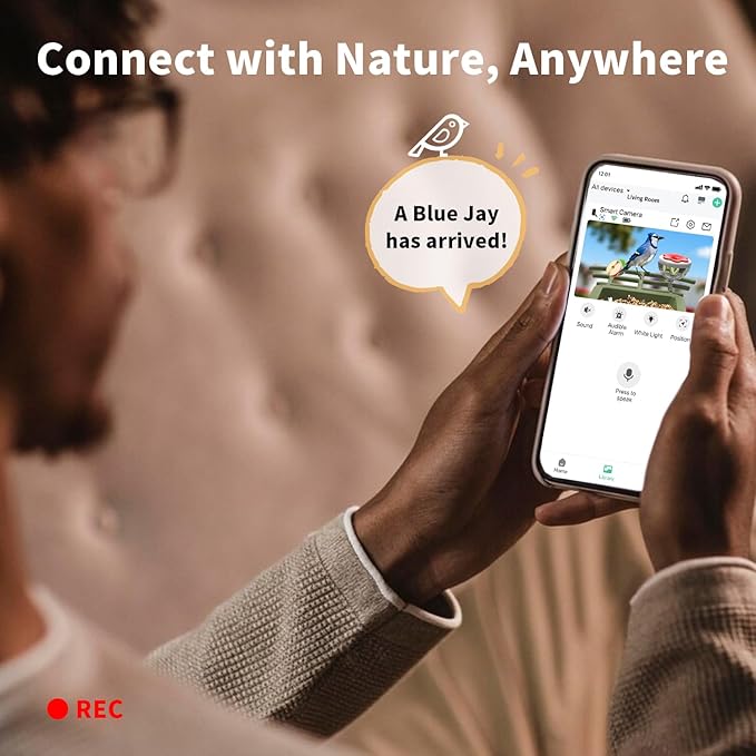 Smart Bird Feeder Camera with AI Species Identifier | Solar Powered, 2.5K HD Video, Motion Alerts - Outdoor Garden & Birdwatching Gift