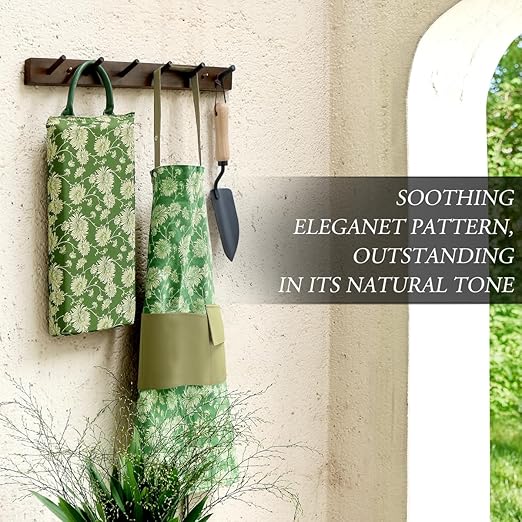Colwelt Gardening Foam Kneeling Pad Set, Gardening Gifts for Women Gardeners, Elegant Pattern Garden Knee Pad Set, Charming Garden Supplies(Extra Thick Kneeling Mat, Garden Apron with pockets)