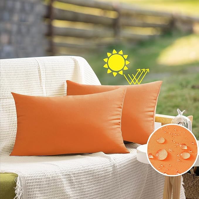 VAKADO VAKADO12x20Fall Outdoor Lumbar Waterproof Throw Pillow Covers Set of 2 Decorative Pumpkin Patio Furniture Sunbrella Cushion Cases Outside Decor for Couch Garden Bench Porch