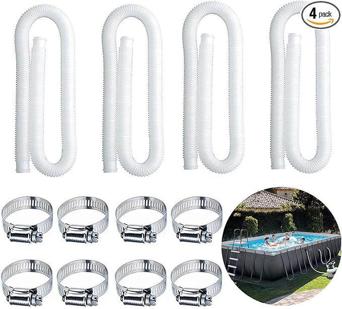 Swimming Pool Replacement Hose,59” Long 1.25" Diameter Filter Pump Hose for Intex Pools,Compatible with Pump Model 607, 637. (4)