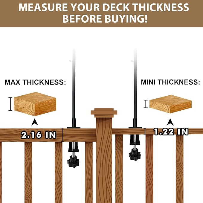 Bird Feeder Hook for Deck Railing, 31inch Heavy Duty Shepherds Hooks for Deck Railing Plant Hanger Wind Chime Suet Baskets Balcony Porch