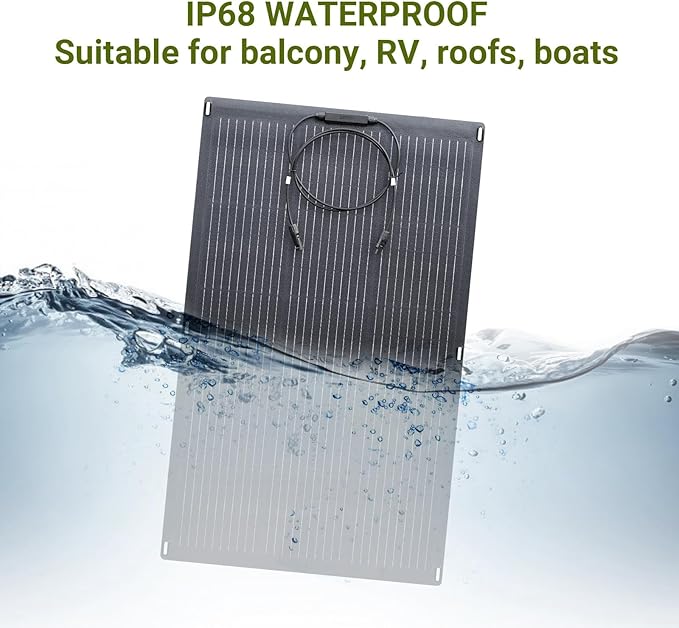 ALLPOWERS SF200 200W Flexible Solar Panel, Ultra-Thin 3mm Bendable Monocrystalline Solar Charger, 25% Efficiency IP68 Waterproof for RV Roof, Camping, Marine Use