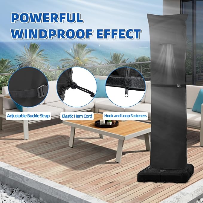 Patio Umbrella Parasol Cover with Air Vent,600D and Waterproof Cantilever Umbrella Covers, Anti-UV Umbrella Covers with Telescopic Support Pole (3-Black, Cantilever 9'-13')
