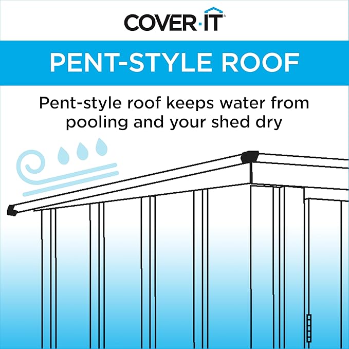 Cover It 5' x 3' Galvanized Steel Outdoor Storage Shed with Pent Roof and Lockable Sliding Doors, Weather-Resistant Steel Storage Shed for Backyards, Gray