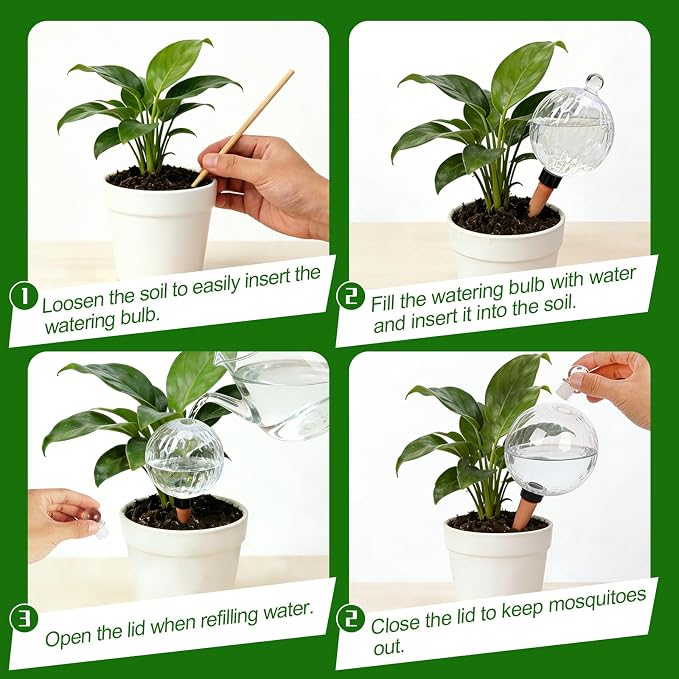 26oz Extra Large Plant Watering Globes, Self Watering Bulbs and Water Globes for Indoor Outdoor Potted Plants, Vacation Watering While Away 4-Pack