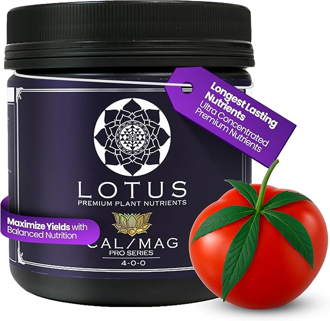 Lotus Nutrients Cal-Mag Pro Series, Calcium Magnesium Supplement for Hydroponic Plants, Water Soluble Powder for Coco Coir, LED Grows, and RO Water, Indoor and Outdoor Gardens (15oz)