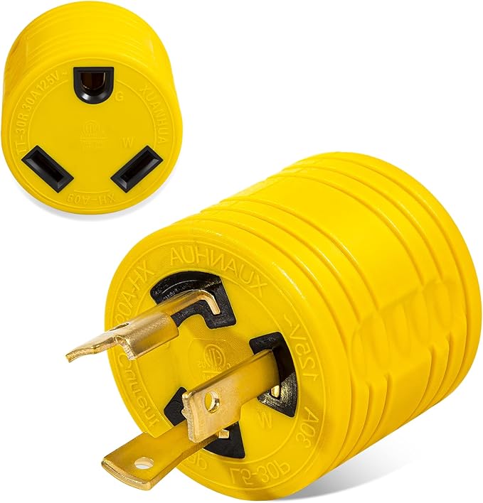 3 Prong 30 Amp RV Twist Lock Adapter - NEMA L5-30P Twist Lock Male Plug to NEMA TT-30R Female，Heavy Duty Generator to RV Trailer Camper Cord,STW 10 AWG 125V/3750W