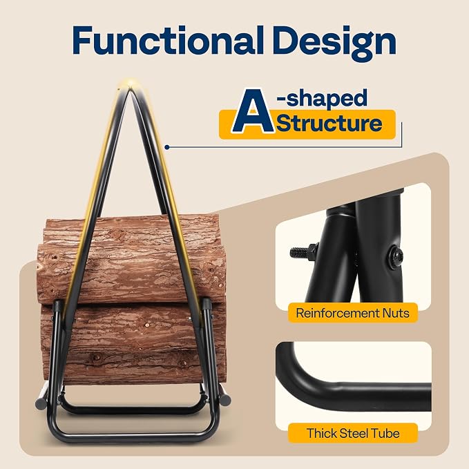 VIVOHOME 48 Inches Firewood Log Rack Hoop with Round Cover, Heavy Duty Solid Steel Fire Wood Storage Rack and Cover Set with Zipper, Round Log Holder Ring for Indoor Outdoor Patio Deck Porch