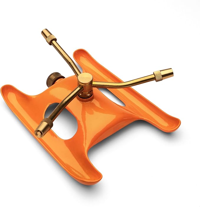 Kings County Tools Watering Sprinkler Sled, Sprinklers for Yard, 360 Degree Rotary Sprinkler Watering System, Brass Nozzle Steel Base