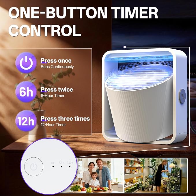 Fruit Fly Traps for Indoors, Gnat and Insects Catcher for House with UV Light, Fan Suction, Ideal for Garage, Kitchen, Patio, Plant Pots, Bedroom, 5 Sticky Pads Included, USB-C Powered