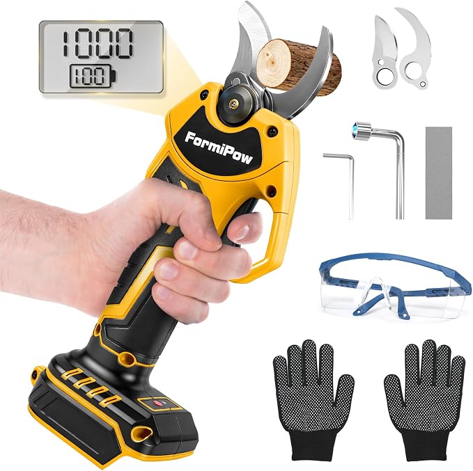 Cordless Pruning Shears for Dewalt 20V Battery, Brushless Pruner with 0.6" / 1.2" Cutting Diameter, LCD Display, SK5 Blades, Electric Pruning Shears for Gardening Tree Pruning (NO Battery)