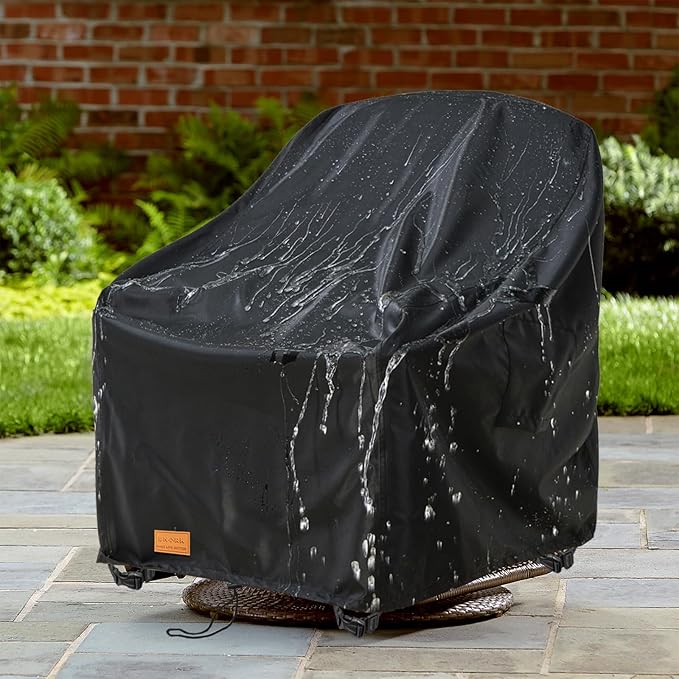 Outdoor Swivel Chair Covers Waterproof 2 Pack,Outdoor Chair Covers Patio Furniture Cover for Deck Patio Swivel Chair Heavy Duty, 28 W x 32 D x 36 H inches,Black
