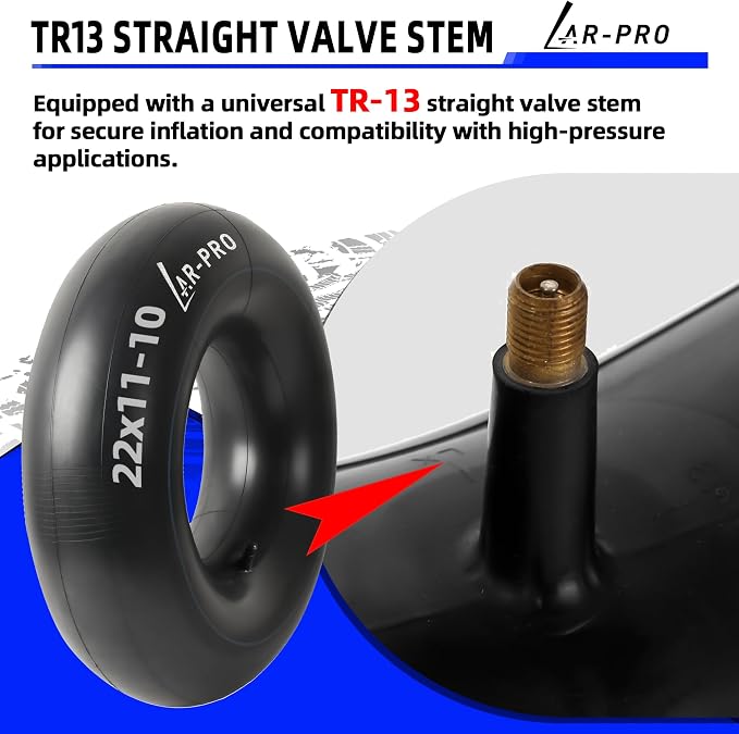 AR-PRO Replacement 22x11-10, 20x10-10 Inner Tubes With TR13 Straight Valve Stems for ATV UTV, Lawn Tractor, Garden Trailer, Golf Cart, Snow Blowers - Made from Durable Butyl Rubber (2-Pack)
