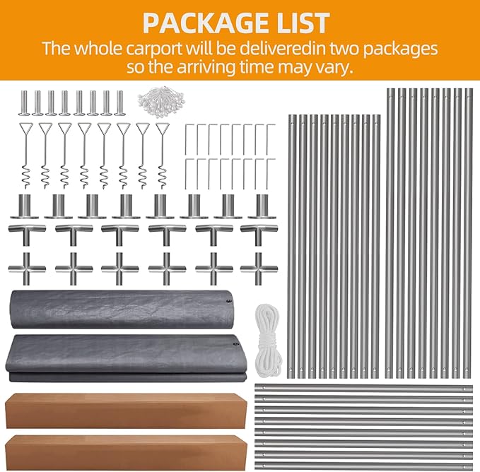 13x20FT Heavy Duty Carport Canopy 4 Roll-Up Doors & 4 Windows Portable Garage All-Season Outdoor Storage Shed for Car Truck Boat Shelter Party Tent, Gray