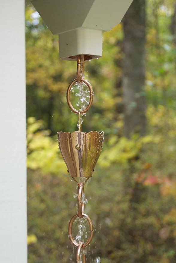 Good Directions 491P-8 Crocus Rain Chain 8-1/2 Feet Long, Large Cups, 100% Pure Copper