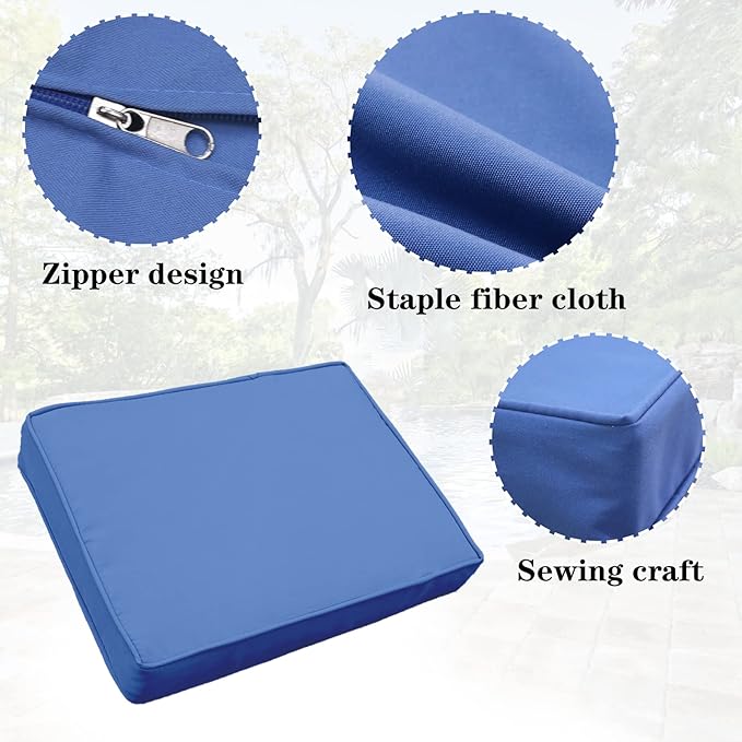 14Pieces Patio Cushion Covers Replacement Outdoor Couch Cushions Covers Splashproof Sofa Slipcovers Set with Zippers,Patio Furniture Protector Cover Only(Blue, 23.6×23.6×3.35 inches)