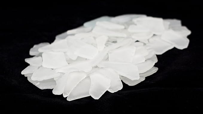 Sea Glass for Crafts – 11oz White Sea Glass Decor, Tumbled Seaglass, Beachglass for Crafts, Seaglass for Beach Accents, Coastal DIY Supply, Nautical Vase Filler