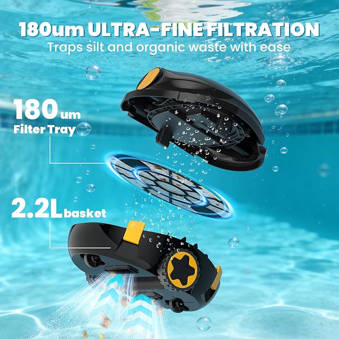 Y20 Cordless Robotic Pool Cleaner, Automatic Pool Vacuum for Above Ground & Inground Pool, 120 Min Runtime, Auto-Parking, Lightweight, Powerful Robot up to 1100 sq.ft
